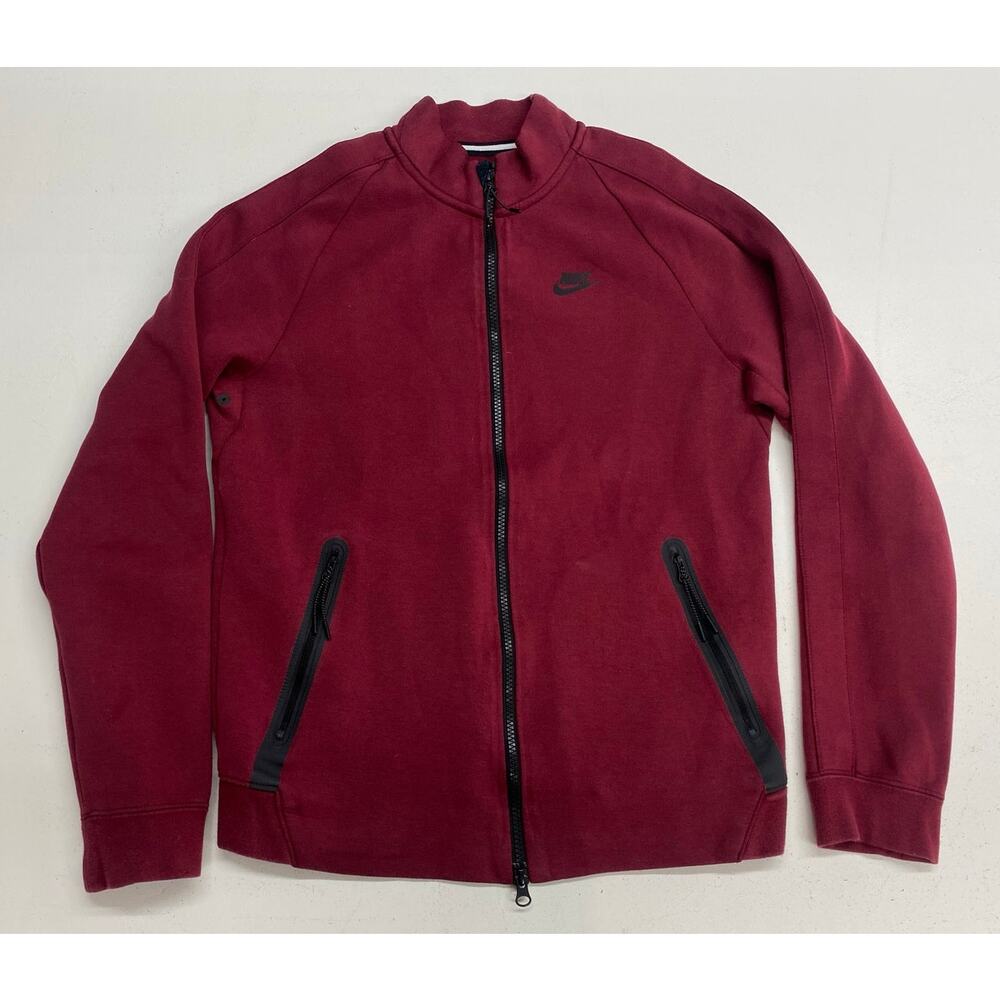 Men Nike Tech N98 performance fleece burgundy full zip-up athletic jacket, S